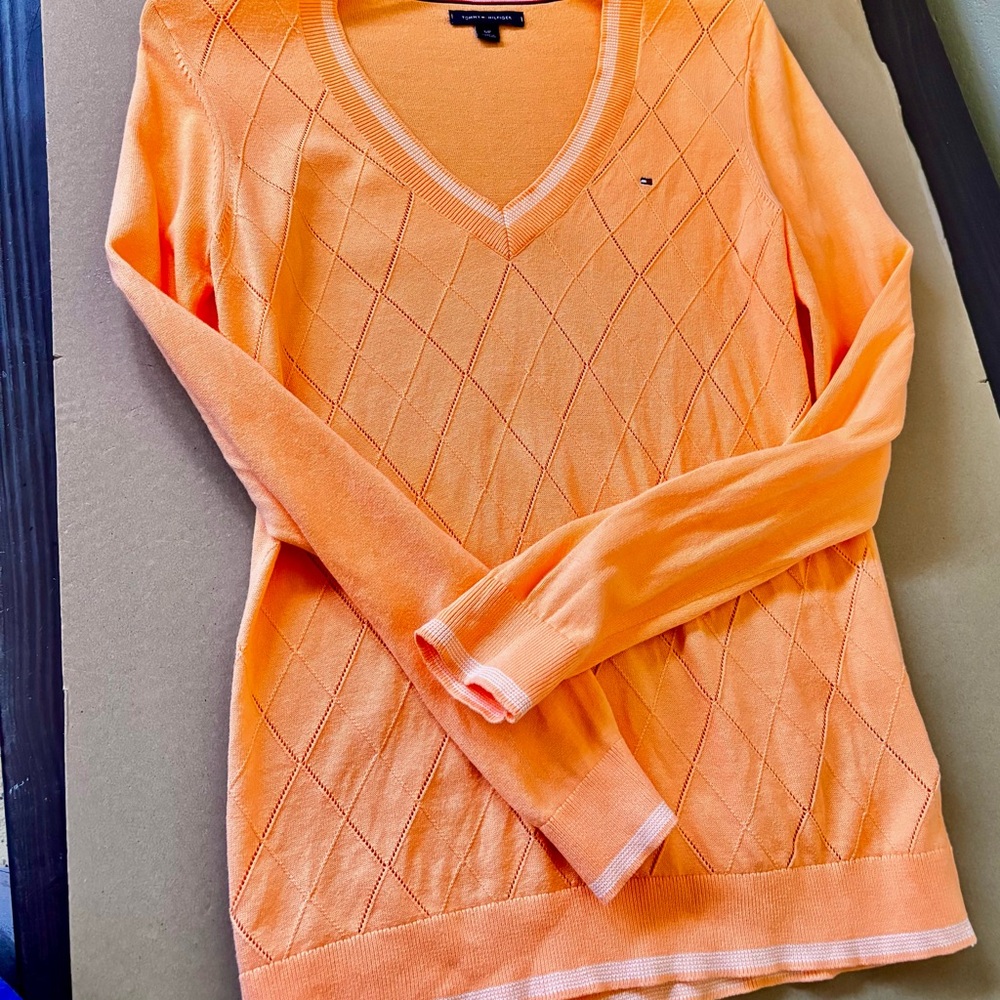 Tommy Hilfiger Peach Diamond Knit Sweater S
